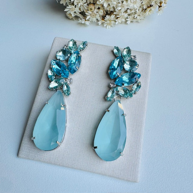 Brinco de Pedraria Jasmine Tons de Azul em Zircônia