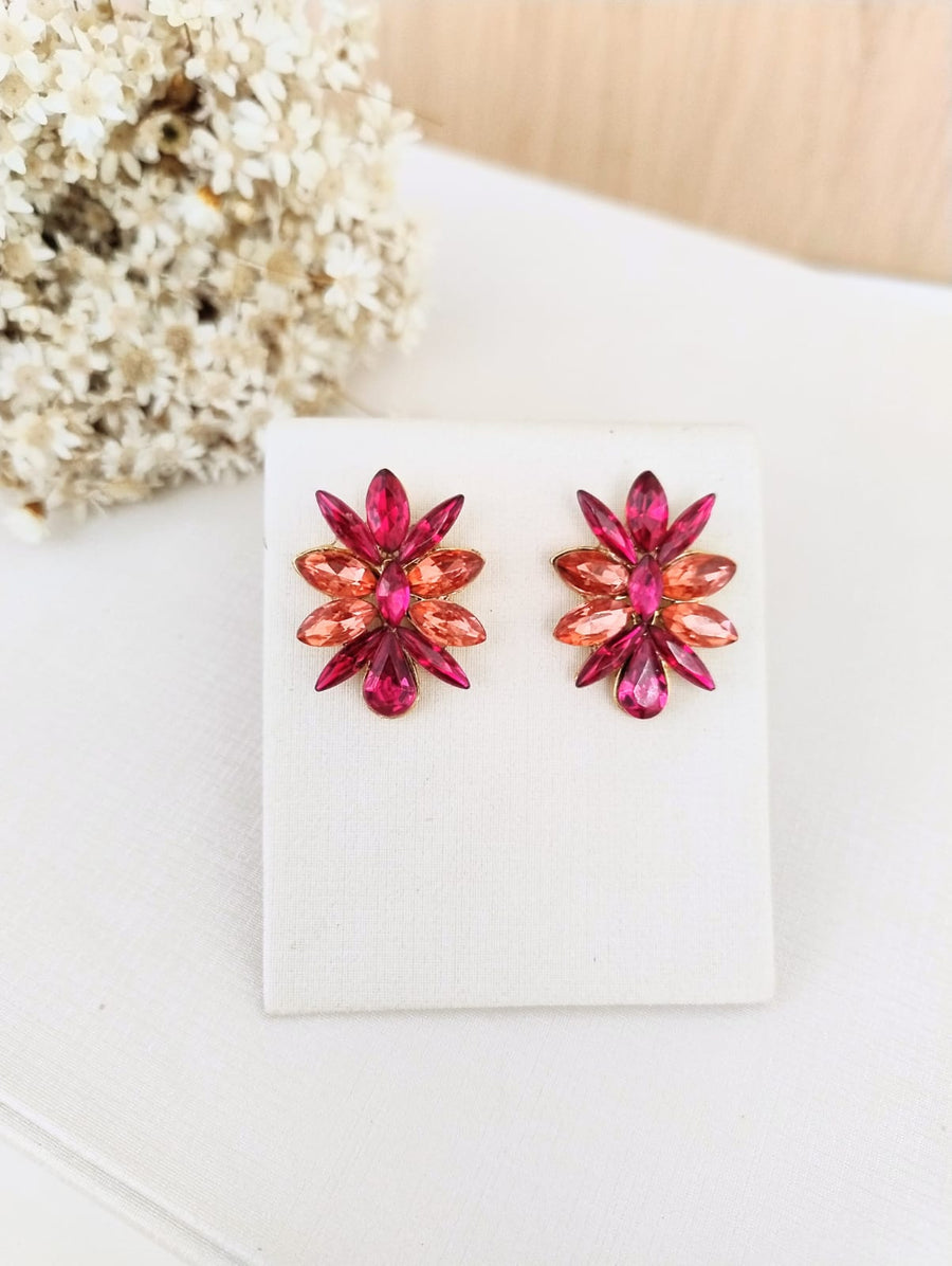 Brinco de Pedraria Sarissa Cor.:Lilas com Rose