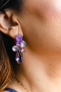 Brinco Drop Purple com Zircônia