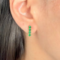 Brinco Ear Hook de Zircônia Esmeralda