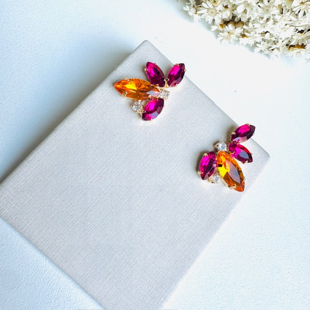 Brinco Mindy Rosa Pink com Coral Dourado