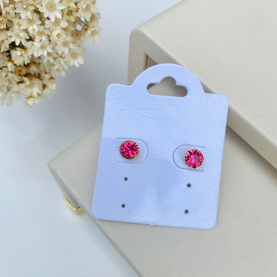 Brinco Ponto de Luz Zircônia Rosa