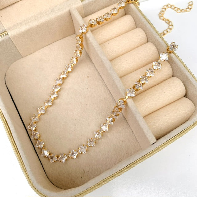 Chocker de Riviera Strellar Cristal Dourada