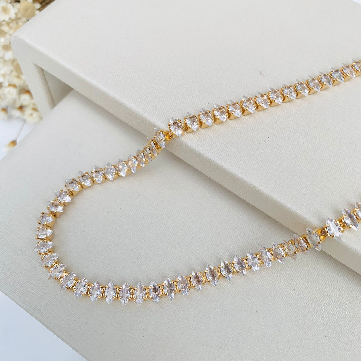 Choker de Zircônia Navete Cristal