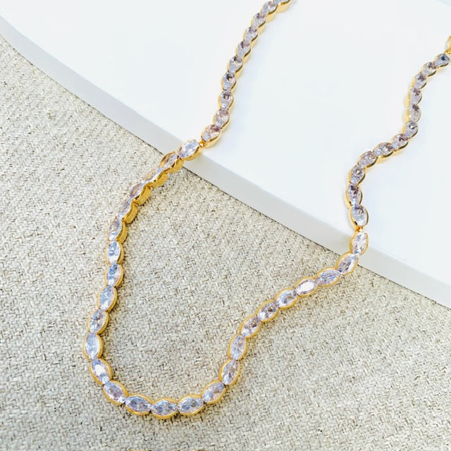 Choker Riviera de Zircônia Baguete Cristal