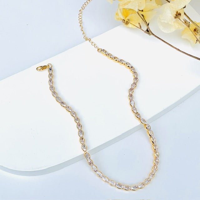 Choker Riviera de Zircônia Baguete Cristal
