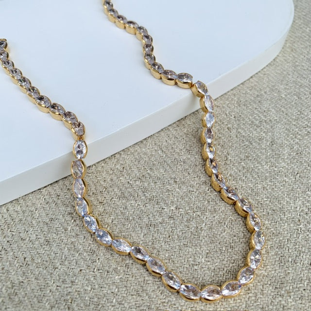 Choker Riviera de Zircônia Baguete Cristal