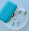 Clutch + Acessórios Azul Claro ( Brinco Ear Cuff)