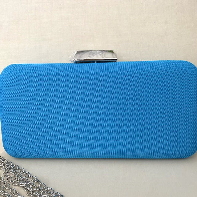 Clutch Azul com Detalhe Prata