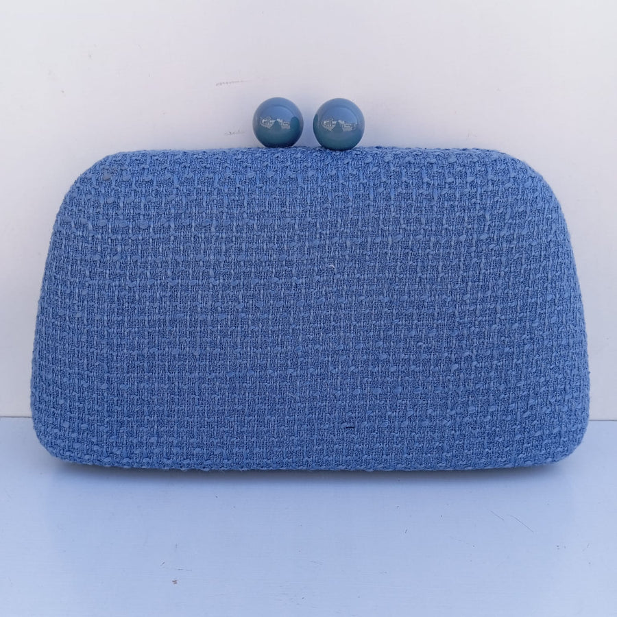 Clutch Azul Médio De Tecido