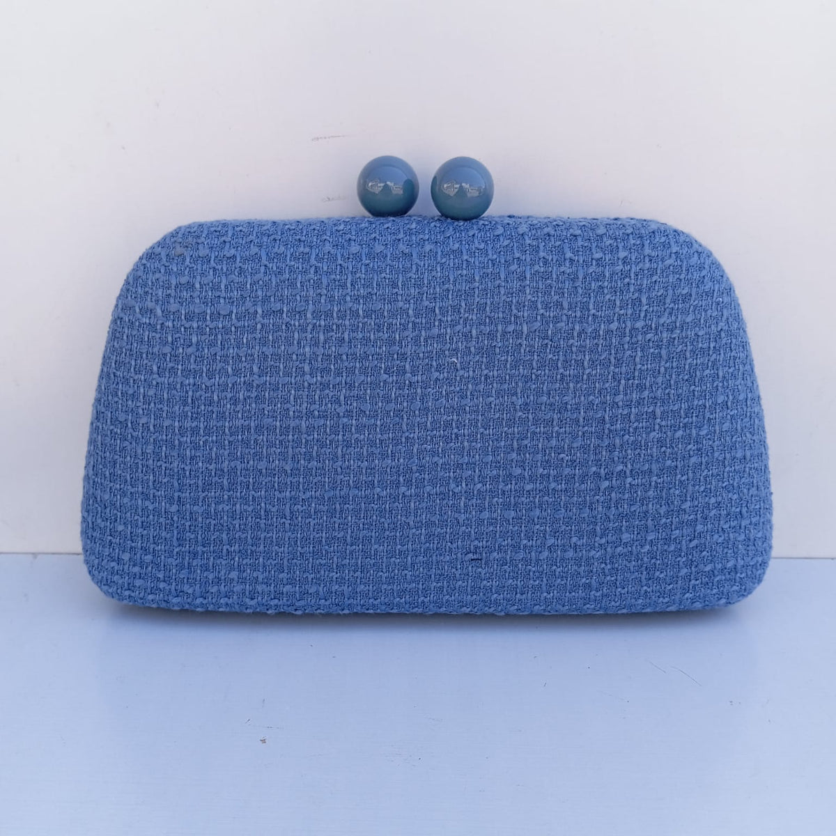 Clutch Azul Médio De Tecido