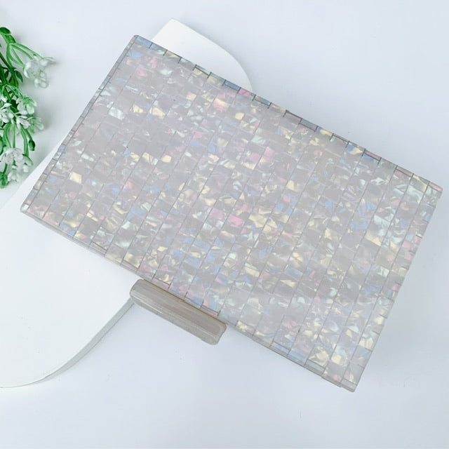 Clutch Madrepérola Branco Furta-cor