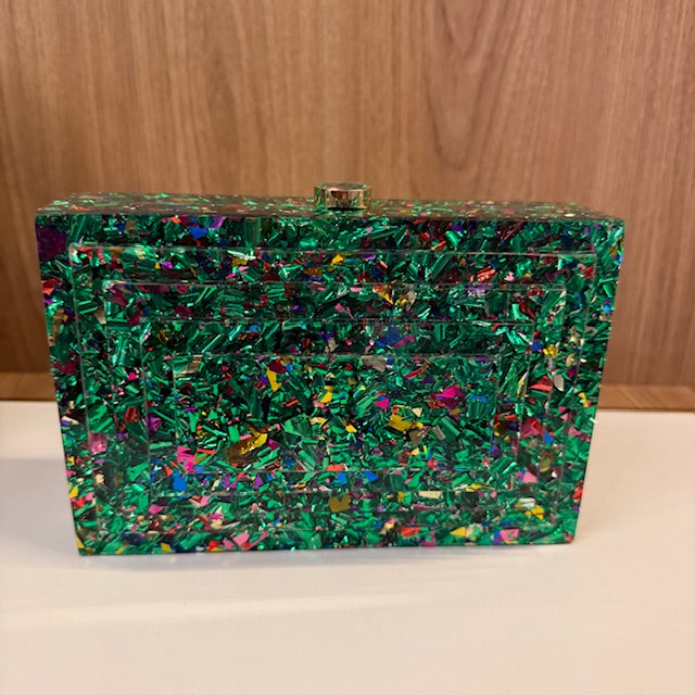 Clutch Madrepérola Verde com Cores