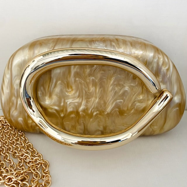 Clutch Madrepérola Orgânica Nude Dourado