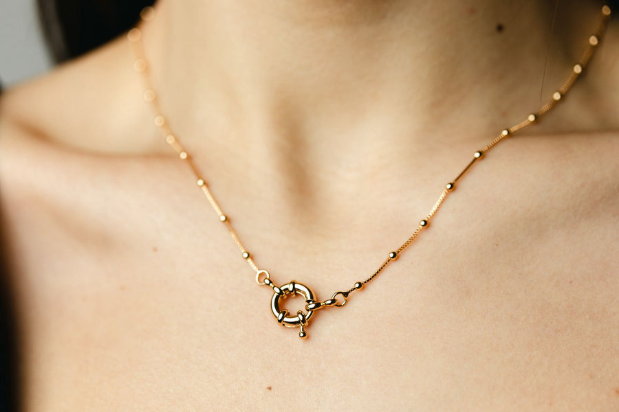 Colar Corrente de Bolinha com Fecho Boia Dourado