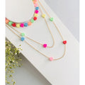Colar Duplo + Choker Coração Colorido
