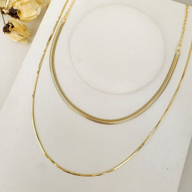 Colar duplo Malha com Veneziana Dourado