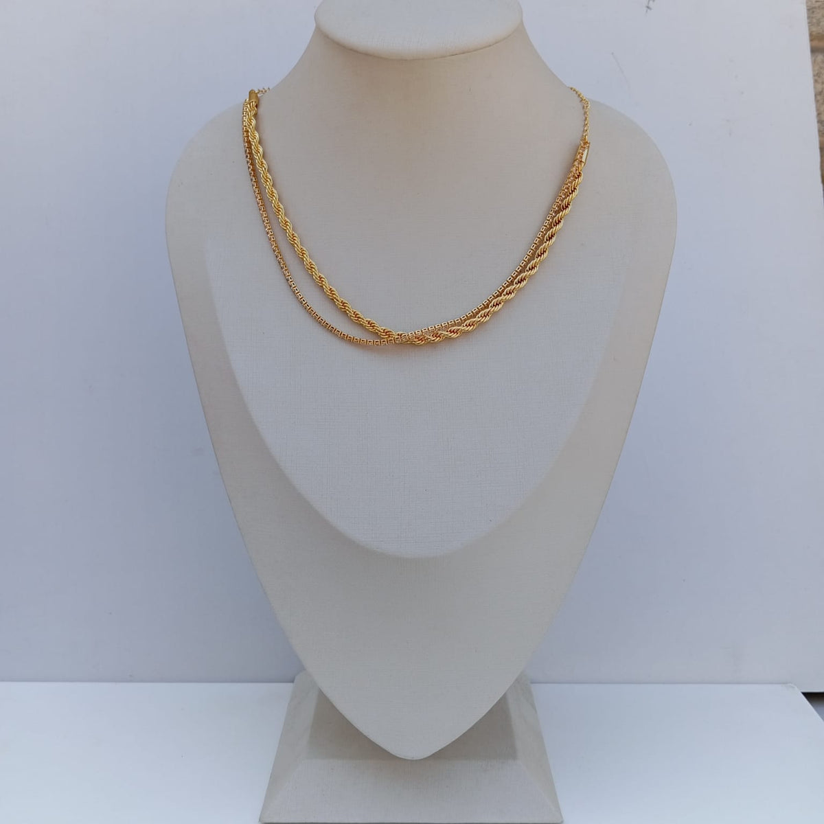 Colar Duplo Lumini Baiano com Zircônia Dourado