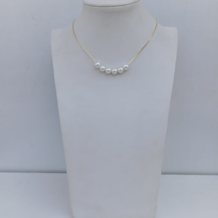 Colar Linha de Pérolas Dourado