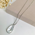 Colar Gota Palito de Zircônia Cor.:Cristal;Banho:Prata