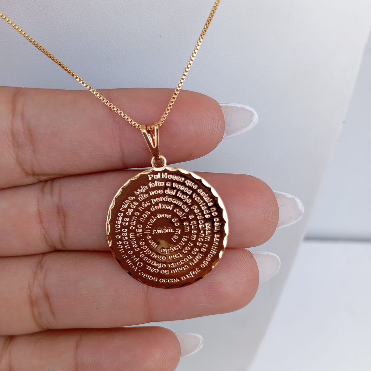 Colar Oração Pai Nosso Dourado
