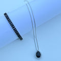 Conjunto de Colar de Gota com Zircônia e Pulseiras Rafas Preta