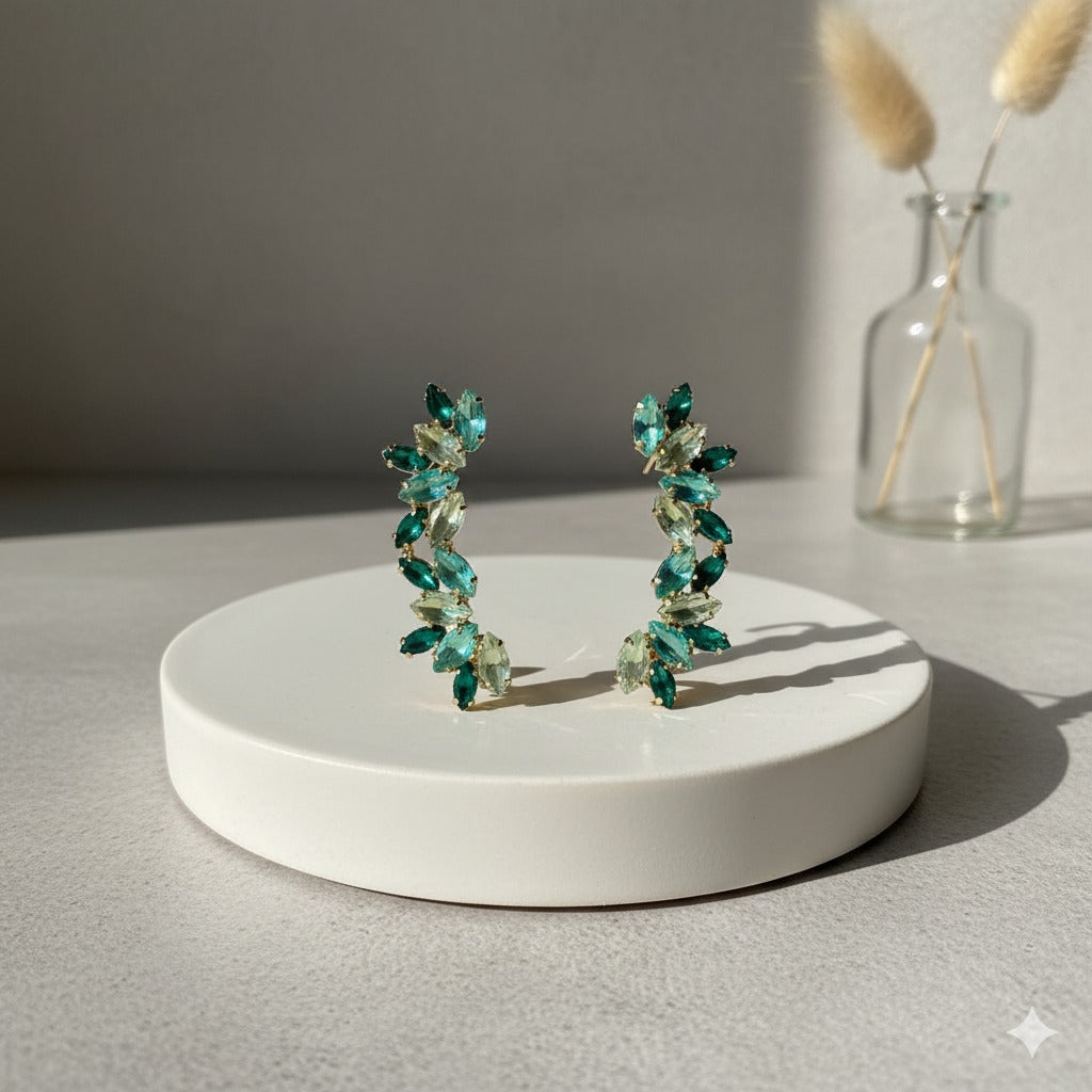 Earkuff de Pedraria Dalia Tons de Verde