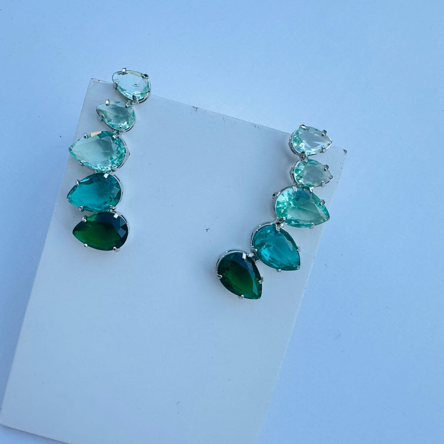 Earkuff Mel de Zircônia Tons de Verde Prata