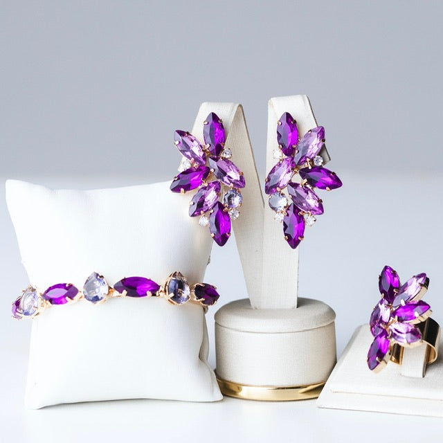 Kit 3 Acessorios Tons de Roxo Marcela Dourado