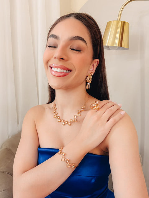 Kit 4 Acessórios Manaus Nude de Zircônia Dourado