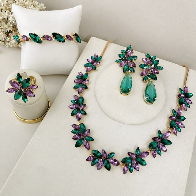 KIt 4 Peças LonDanny Verde Com Roxo Dourado