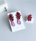 Kit Anel Regulável com Brinco Londres Pink com Rosa Dourado