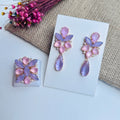 Kit Anel Regulável com Brinco Rosa com Lavanda Pará