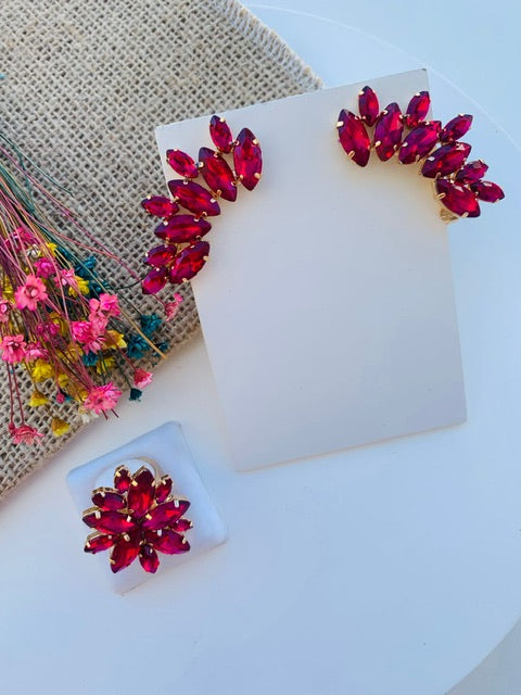 Kit Anel Regulável com Ear Curff Jonny Rosa Pink Dourado