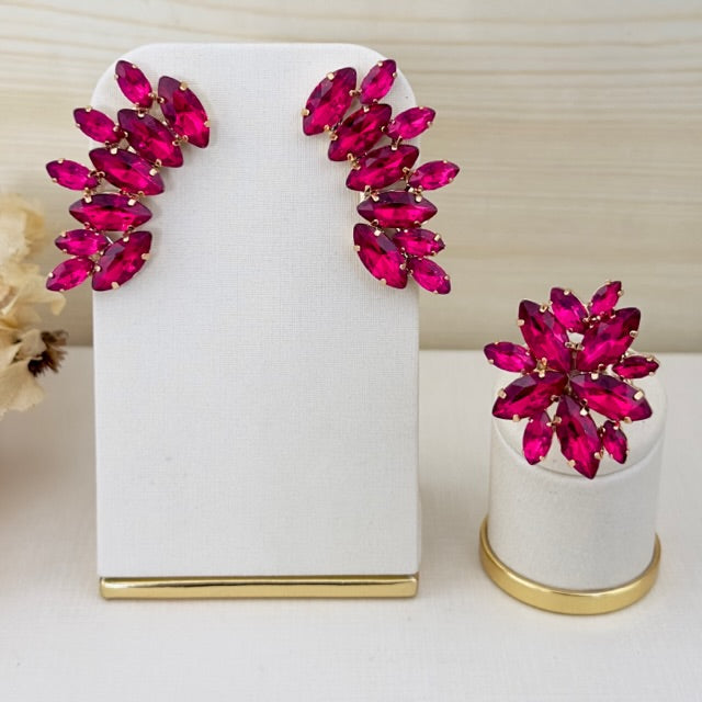 Kit Anel Regulável com Ear Curff Jonny Rosa Pink Dourado