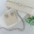 Kit Blair Gargantilha, Pulseira e Brinco Cristal Banho Prata