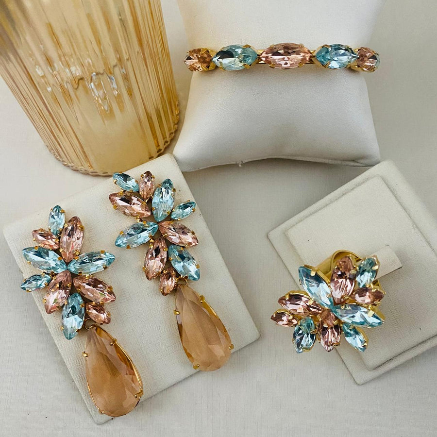 Kit Brinco, Anel Regulavel e Bracelete Londres Nude com Menta