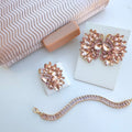 Kit Brinco Anel Regulavel e Pulseira De Zirconia Nude+ Clutch