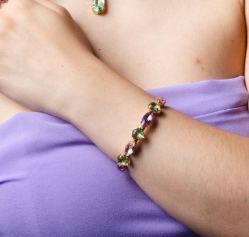 Kit 4 Acessorios Brinco, Colar, Bracelete e Anel Regulável Liah Collor Menta