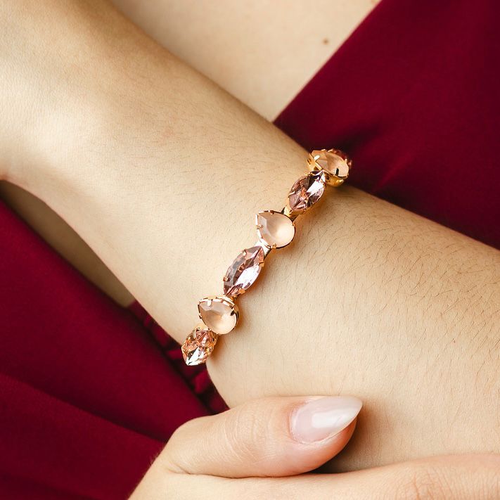 Kit Brinco, Colar Gravatinha, Bracelete e Anel Regulável The Bronx em Zircônia Nude Banho Dourado