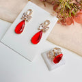 Kit Brinco com Anel de Zircônia Jaque - Cristal com Vermelho