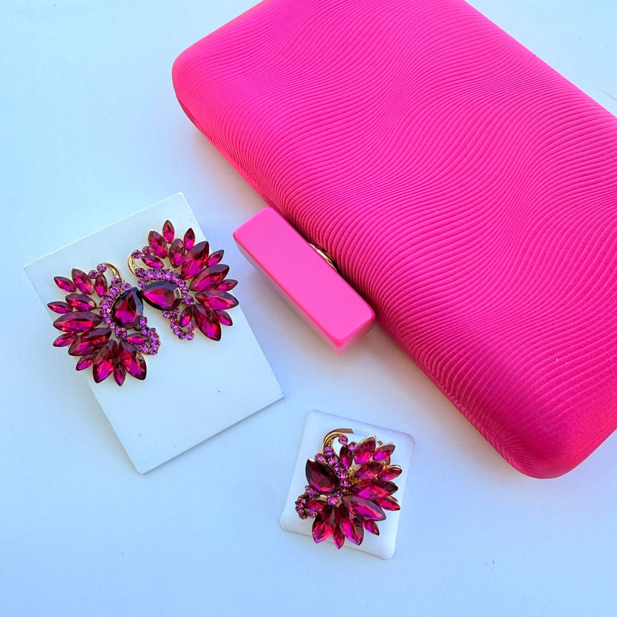 Kit Brinco e Anel Regulavel Mello Pink + Clutch