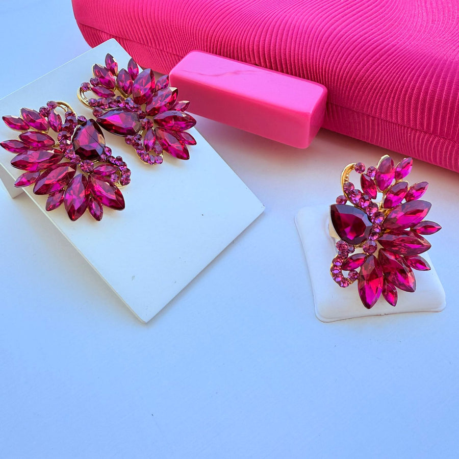 Kit Brinco e Anel Regulavel Mello Pink + Clutch