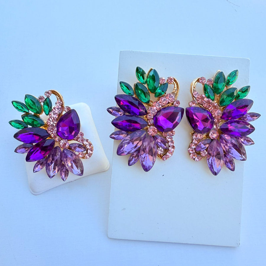 Kit Brinco e Anel Regulavel Mello Tons De Roxo Com Verde