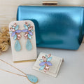 Kit Clutch, Brinco Colar e Anel Regulável Londres Collor Dourado