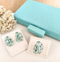 Kit Clutch, Brinco e Anel de Zircônia Menta Aline Prata