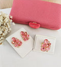 Kit Clutch, Brinco e Anel Regulável de Zircônia Rose Aline