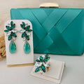 Kit Clutch, Brinco e Anel Regulável Londres Tons de Verde Dourado