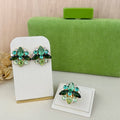 Kit Clutch, Brinco e Anel Regulável Manhattan Tons de Verde Dourado