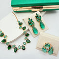 Kit Clutch, Colar, Brinco e Anel Miram Esmeralda